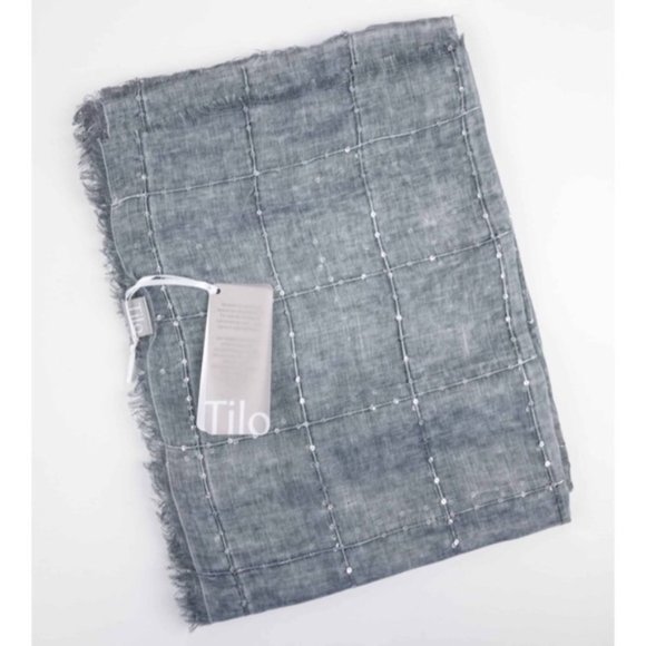 Tilo Oversized Twilight Sheer Sequined Gray Scarf NWT - Picture 3 of 3